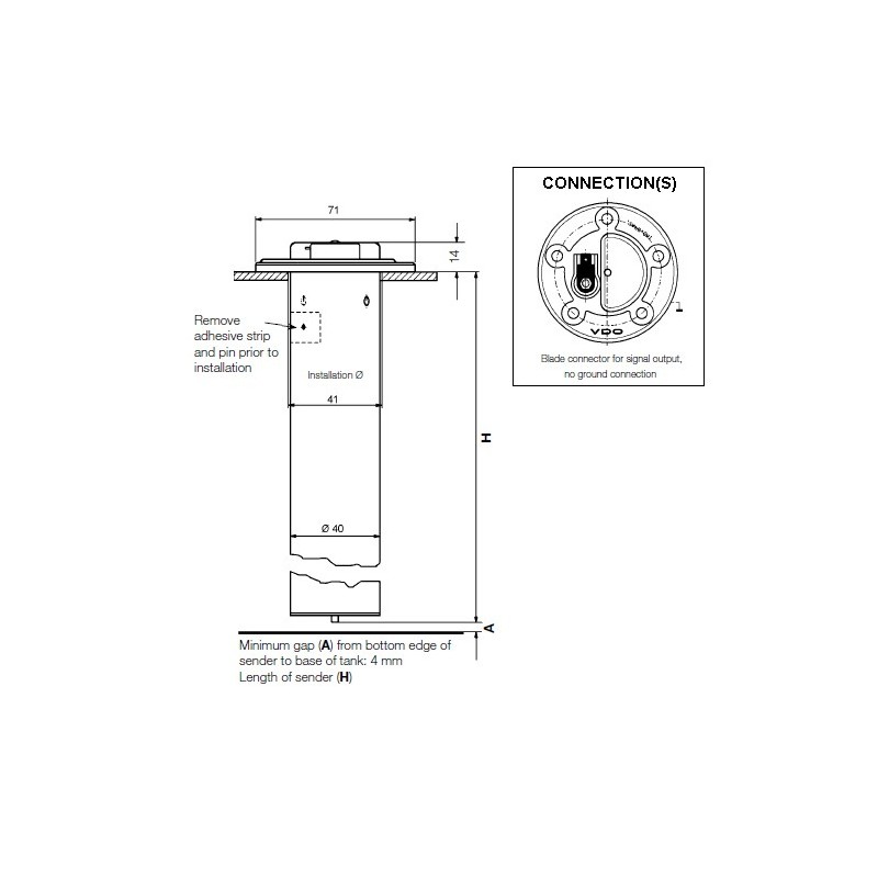 Capteurs à tube de carburant de 54 mm: 224-011-020-292G VDO