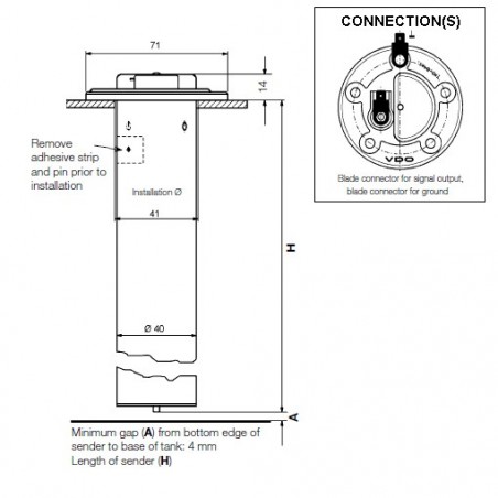 Sensores de tubo de combustible de 54 mm: 224-082-007-004X VDO