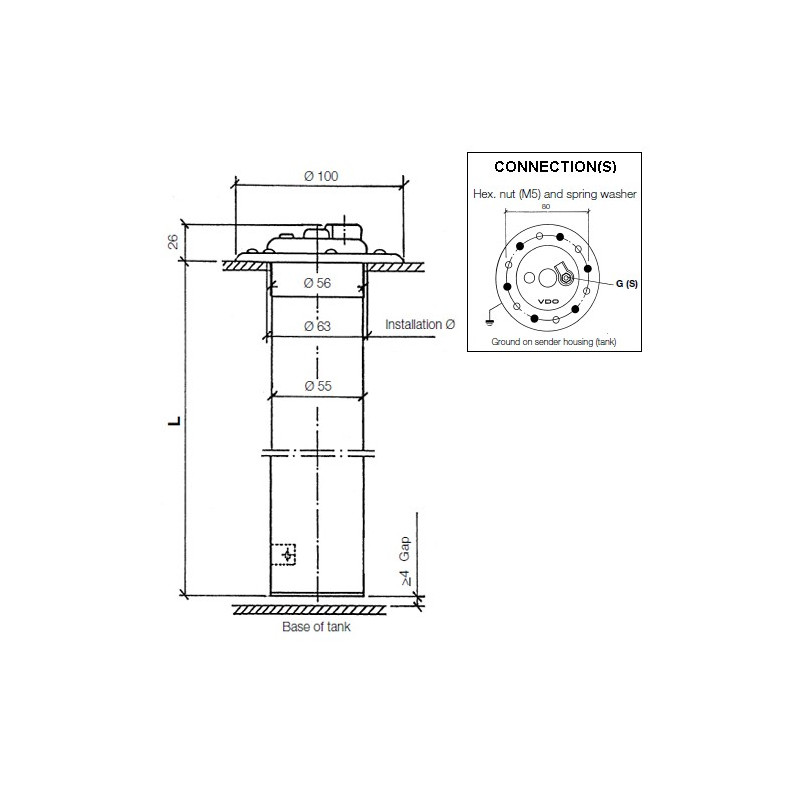 X10-224-009-021 VDO Heavy Duty Ø80mm Pipe Float - 1.045mm