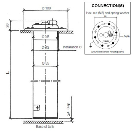 X10-224-009-021 VDO Heavy Duty Ø80mm Pipe Float - 1.045mm
