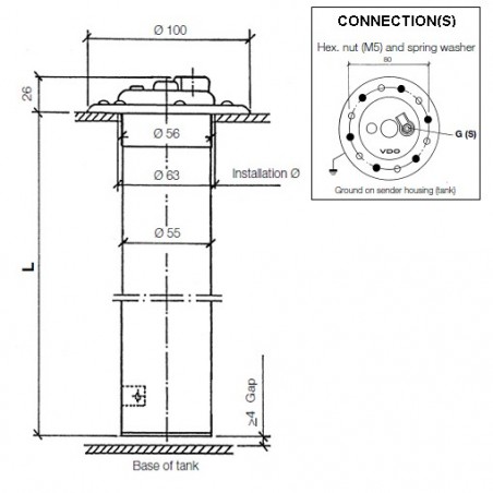 80-mm-Sensoren für Kraftstoffleitungen: X10-224-009-053 VDO