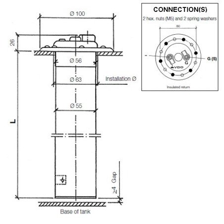X10-224-021-006 VDO Heavy Duty Ø80mm Pipe Float - 846mm