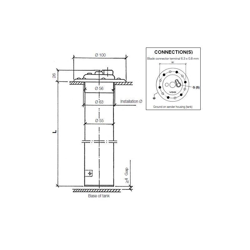 Capteurs de tube de carburant de 80 mm : X10-224-014-003 VDO