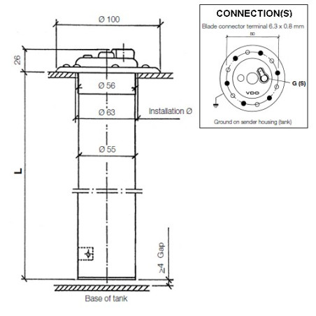 X10-224-014-003 VDO Heavy Duty Ø80mm Pipe Float - 881mm