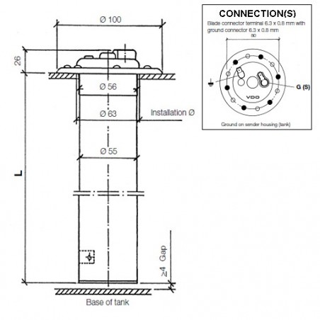 Capteurs de tube de carburant de 80 mm : X10-224-014-030 VDO