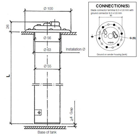 X10-224-014-040 VDO Heavy Duty Ø80mm Pipe Float - 440mm