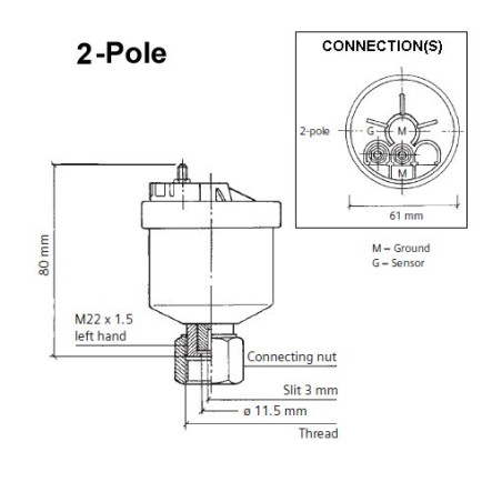 340-808-001-004G VDO Generator Speed - Speed Sensor - 7/8"-18