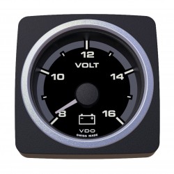 VDO AcquaLink Voltmeter 8-16V Zwart 52mm