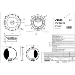 HPW1321/16 VDO Speaker Round 130mm White 60W 2-Way (2 pieces)