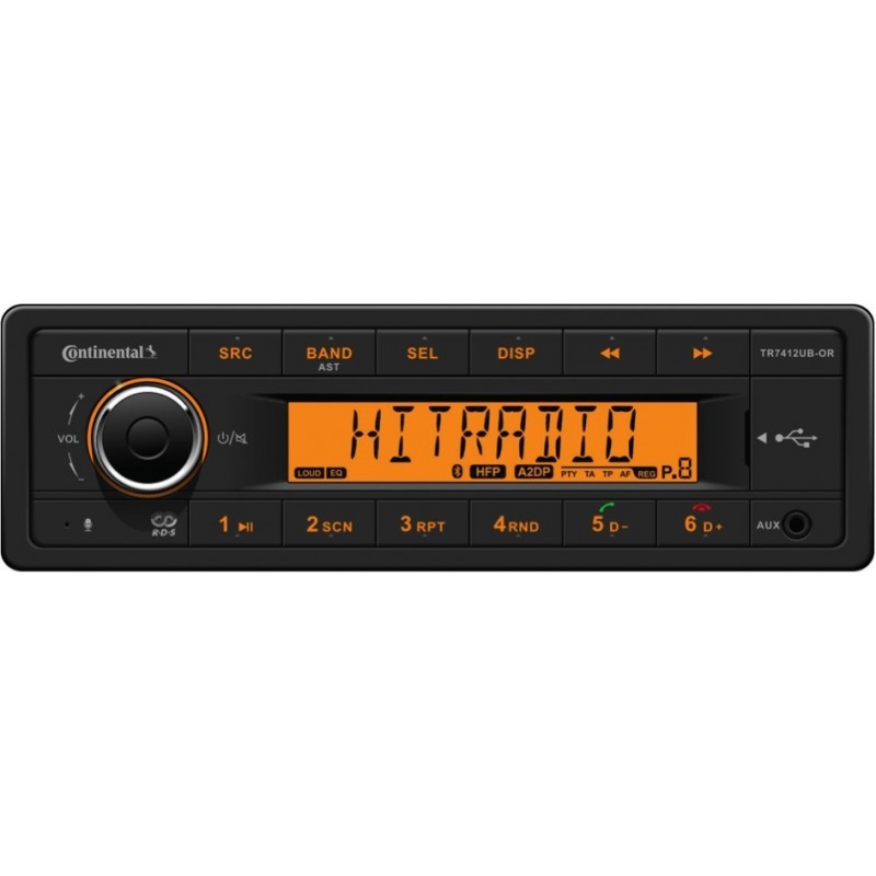 Continental Radio RDS USB MP3 WMA Bluetooth Orange Backlight