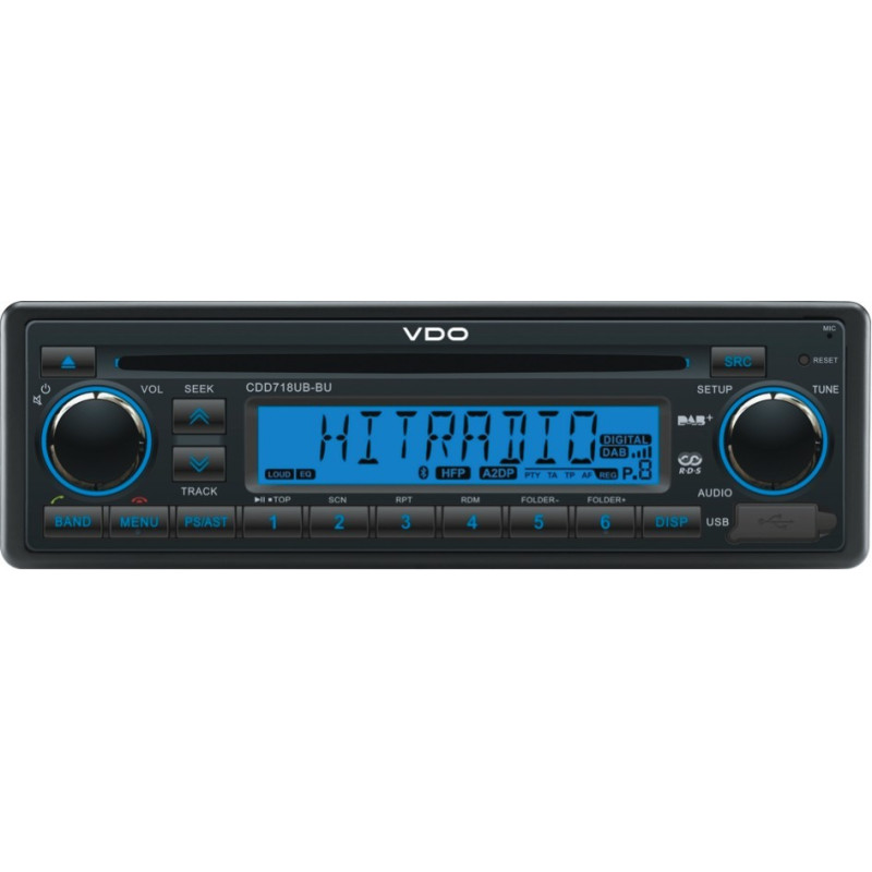 CDD718UB-BU VDO 12V DAB+ Radio-CD RDS USB MP3 WMA Bluetooth Blue Backlight