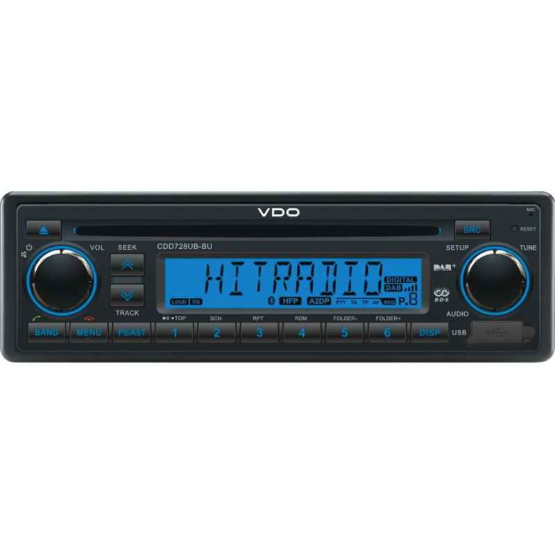 CDD728UB-BU VDO 24V DAB+ Radio-CD RDS USB MP3 WMA Bluetooth Blue Backlight