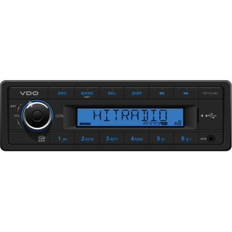 TR711U-BU VDO 12V Radio RDS USB MP3 WMA Blue Backlight