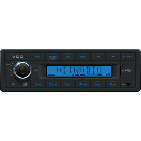 TR712UB-BU VDO 12V Radio RDS USB MP3 WMA Bluetooth Blue Backlight