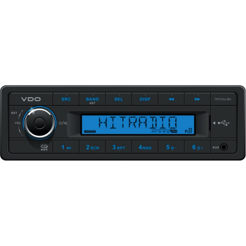 TR722U-BU VDO 24V Radio RDS USB MP3 WMA Blue Backlight