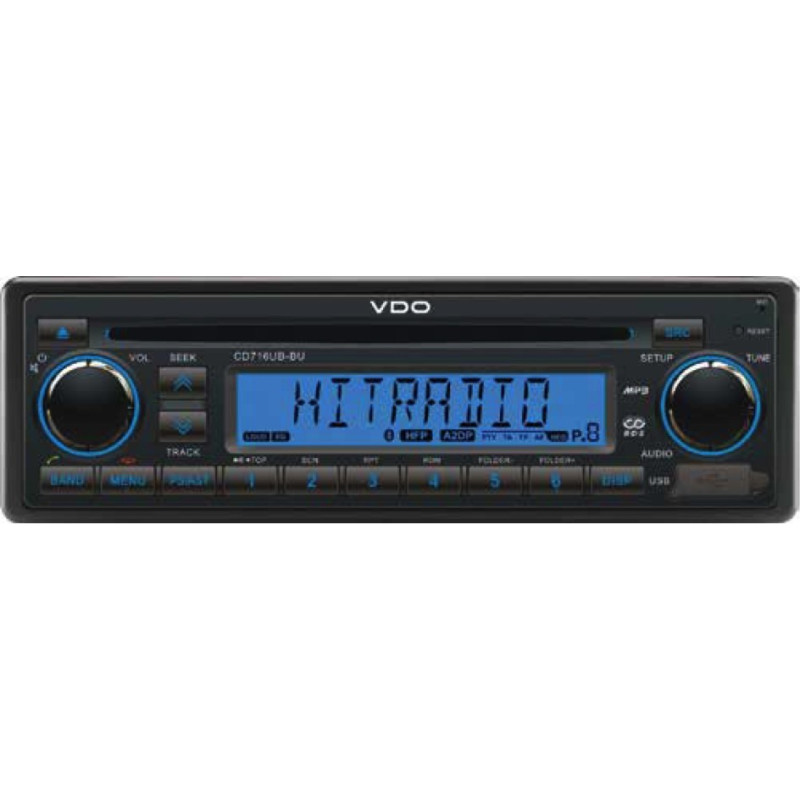 CD716UB-BU VDO 12V Radio-CD RDS USB MP3 WMA Bluetooth Blue Backlight