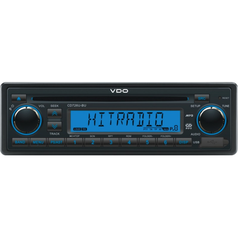 CD726U-BU VDO 24V Radio-CD RDS USB MP3 WMA Blue Backlight