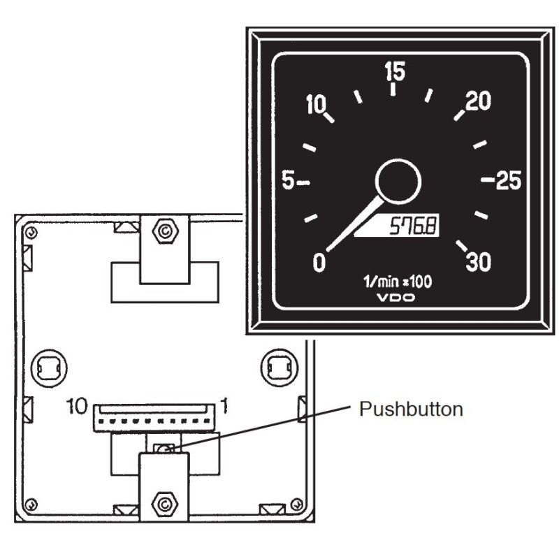 333-251-980-003C VDO Modulcockpit II - 100x100mm - Tachometer and EHC 3000 RPM - 12-24V