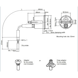 800-005-034G Mechanical Temperature Gauge Sensor Adapter M10 x 1 to 5/8" - 18NF-3