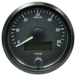 10 Pieces VDO SingleViu Tachometer 6.000 RPM Black 80mm