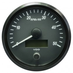 10 Pieces VDO SingleViu Tachometer 5.000 RPM Black 100mm