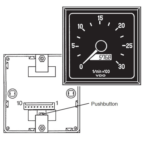 333-251-980-004C VDO Modulcockpit II - 4 Units Instrument - Tachometer and EHC 4000 RPM - 12-24V