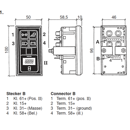 110-008-984-001G VDO ModulCockpit II - 2 Units Instrument 4 Signal Lights and Hour Meter - 12V
