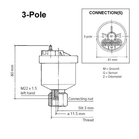 340-807-001-001G VDO Generator speed sensor - M22
