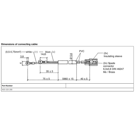 N03-320-268 VDO Exhaust Gas Temperature Sensor Connection Cable 6m