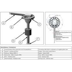 2910002234600 Continental VDO Ø54mm Stainless Steel 316 Pipe Float Contactless 600 mm - Empty-Full 90-1 Ohm