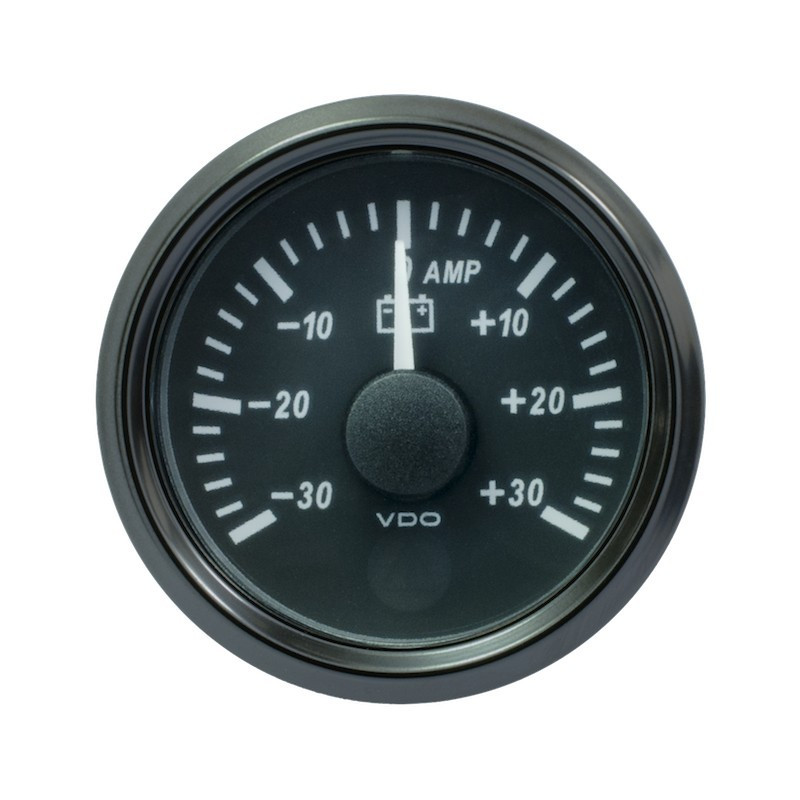 A2C3833090030 VDO SingleViu 0247 Ammeter 30A Black 52mm White Illuminated Red Pointer