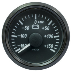 A2C3833060030 VDO SingleViu 0247 Ammeter 150A Black 52mm White Illuminated Red Pointer