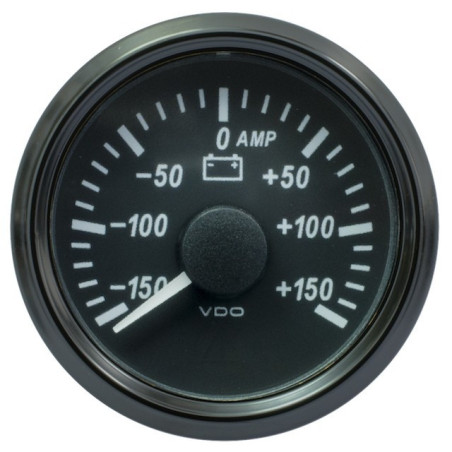 A2C3833060030 VDO SingleViu 0247 Ammeter 150A Black 52mm White Illuminated Red Pointer