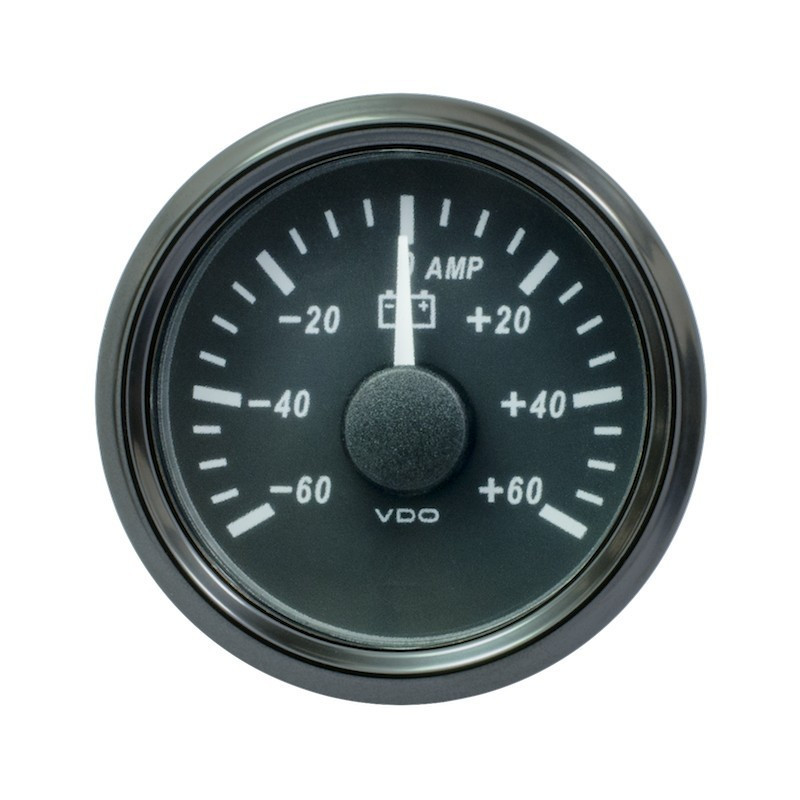 A2C3833080030 VDO SingleViu 0247 Ammeter 60A Black 52mm White Illuminated Red Pointer