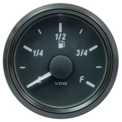 A2C3833130030 VDO SingleViu 0245 Fuel Level 240-33 Ohm Black 52mm White Illuminated Red Pointer