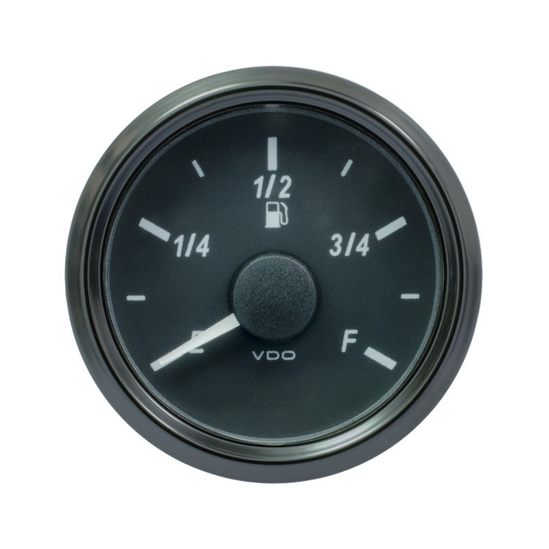 A2C3916300030 VDO SingleViu 0245 Fuel Level 0-5 Volt Black 52mm White Illuminated Red Pointer