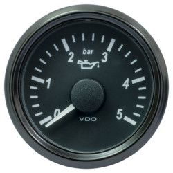 A2C3833160030 VDO SingleViu 0248 Engine Oil Pressure 5Bar Black 52mm White Illuminated Red Pointer