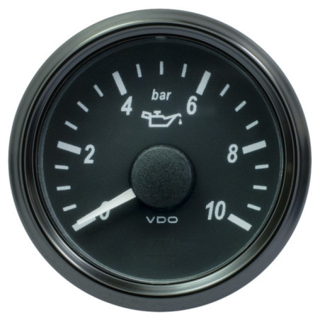A2C3833170030 VDO SingleViu 0248 Engine Oil Pressure 10Bar Black 52mm White Illuminated Red Pointer