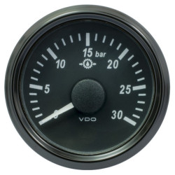 A2C3832720030 VDO SingleViu 1167 Transmission oil pressure 30Bar Black 52mm White Illuminated Red Pointer