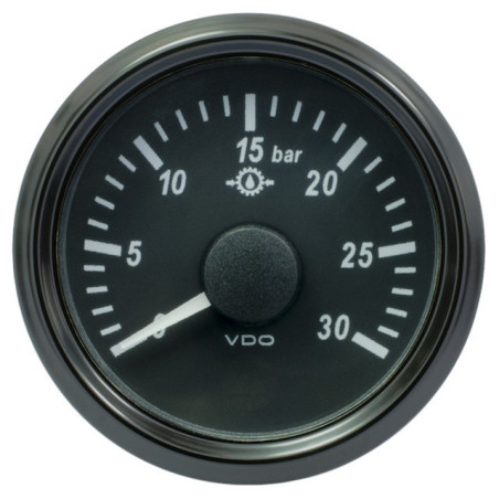 A2C3832720030 VDO SingleViu 1167 Transmission oil pressure 30Bar Black 52mm White Illuminated Red Pointer