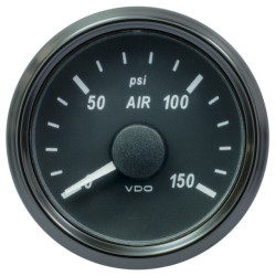 A2C3833440030 VDO SingleViu AIR Air Pressure 150PSI Black 52mm White Illuminated Red Pointer