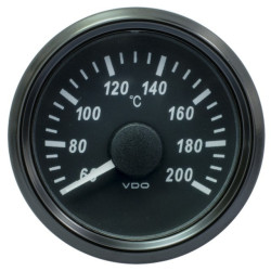 A2C3833520030 VDO SingleViu Cylinder temperature 200°C Black 52mm White Illuminated Red Pointer