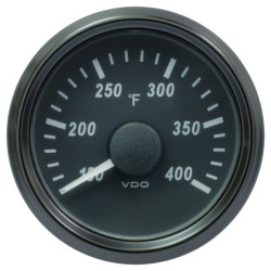 A2C3833530030 VDO SingleViu Cylinder temperature 400°F Black 52mm White Illuminated Red Pointer