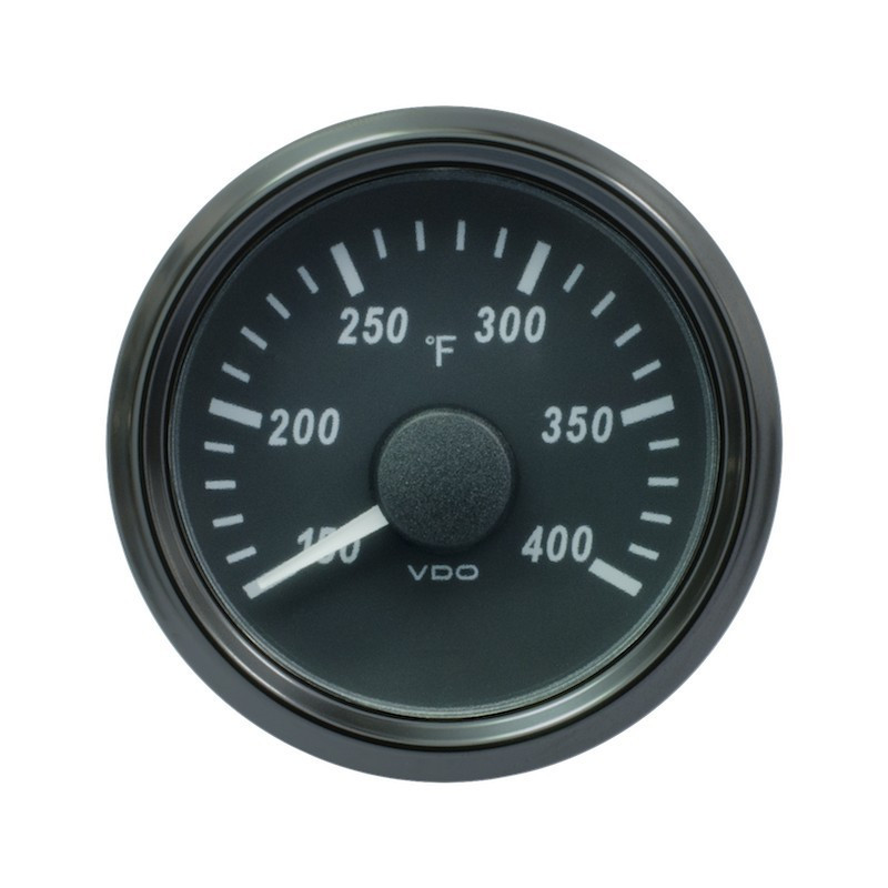 A2C3833530030 VDO SingleViu Cylinder temperature 400°F Black 52mm White Illuminated Red Pointer