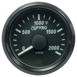 A2C3833040030 VDO SingleViu 1383 Pyrometer 2000°F Black 52mm White Illuminated Red Pointer