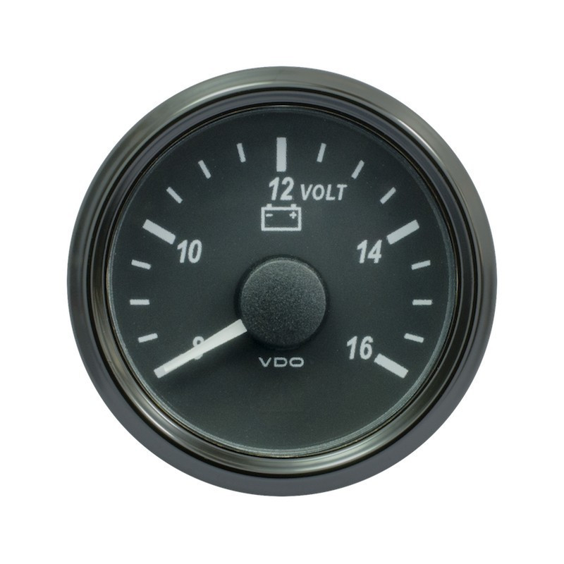 A2C3832770030 VDO SingleViu 0247 Voltmeter 8-16V Black 52mm White Illuminated Red Pointer