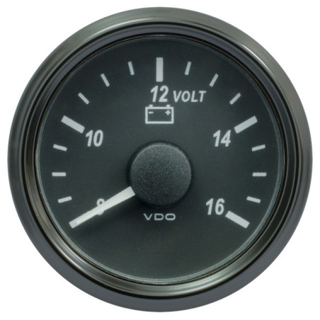 A2C3832770030 VDO SingleViu 0247 Voltmeter 8-16V Black 52mm White Illuminated Red Pointer