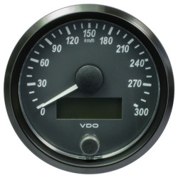 A2C3832950030 VDO SingleViu Speedometer 300 Km/h Black 80mm White Illuminated Red Pointer