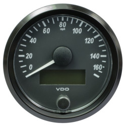 A2C3832930030 VDO SingleViu Speedometer 160 Mph Black 80mm White Illuminated Red Pointer