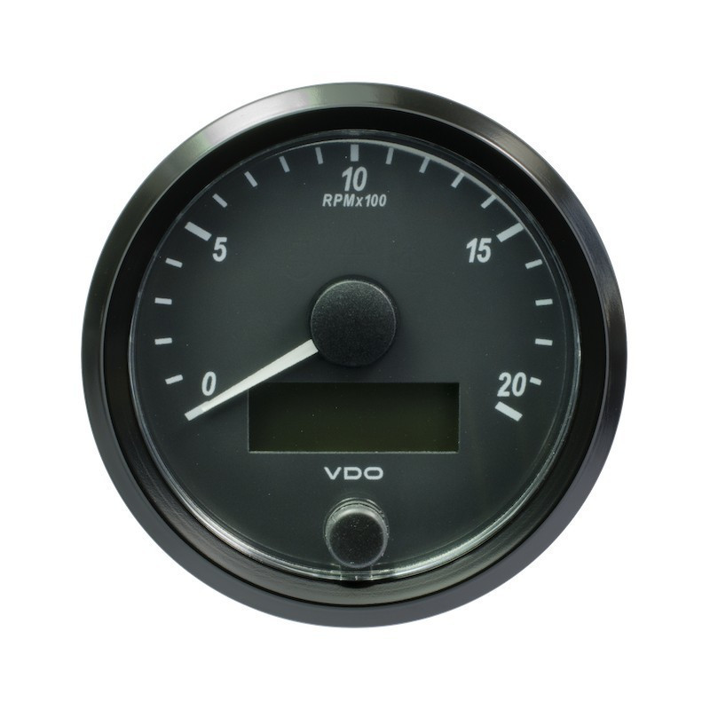 A2C3832960030 VDO SingleViu Tachometer 2,000 RPM Black 80mm White Illuminated Red Hand